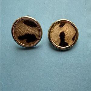 Vintage signed faux fur set with circle clip-on earrings  by Bergere.